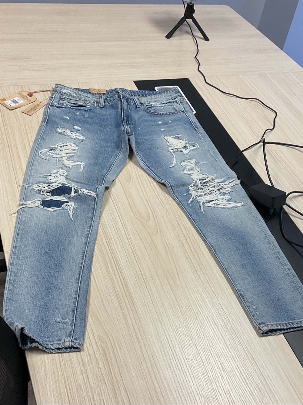 Denim & Supply Ralph Lauren Light Blue Distressed Slim Straight Jeans
